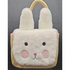 Kids Size One Size Bag White Beige Tote Furry Rabbit Animal Ears Whimsical Novel