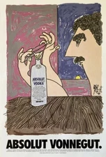 Absolut Vonnegut Poster- Vintage Authentic 1995 Marketing Poster 20x30