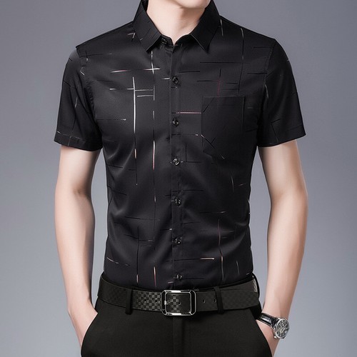 Men's Dress Shirts Formal Business Short Sleeves Slim Fit Non Iron Casual Shirts - Picture 4 of 23