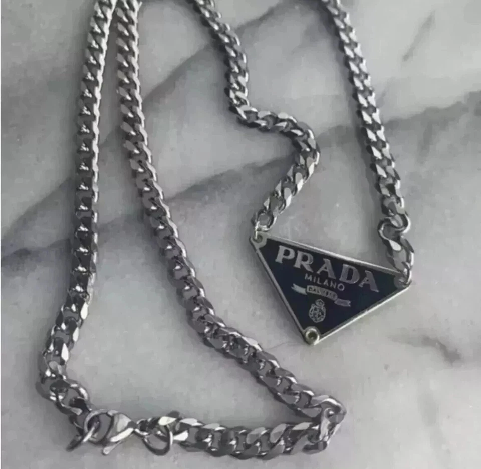 Repurposed Milano Triangle Logo Necklace Upcycled - Image 2 of 4