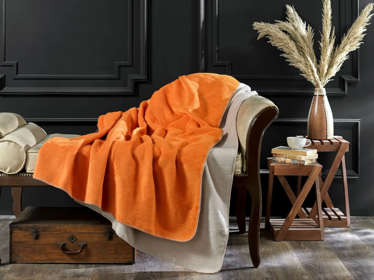 Couverture épaisse Beauvais 100% Laine, Taille Double 212x240 Cm, Couleur Jaune, Neuve
