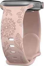 Floral Engraved Bands Compatible with Apple Watch Band for Women 42/44/45/49 MM