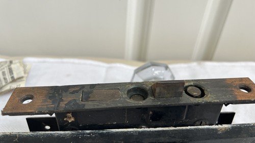 Antikes Corbin Riegelschloss & Skelettschlüssel mit Platten, Glasknopf & Metallknopf - Bild 20 von 20
