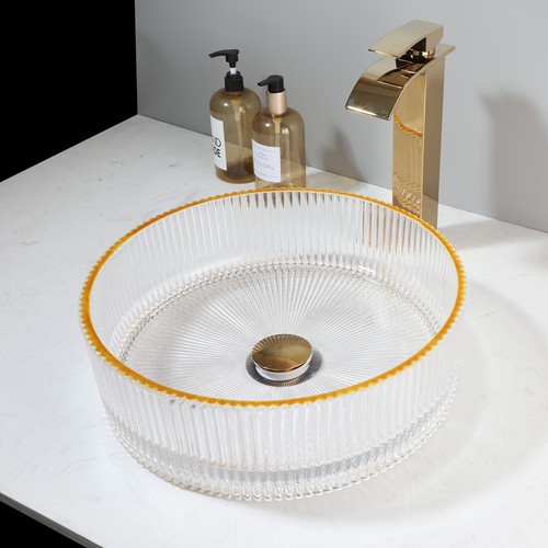 Bathroom Vessel Sink Drain Faucet Basin Vanity Glass Bowl Combo Up Chrome - Picture 80 of 80