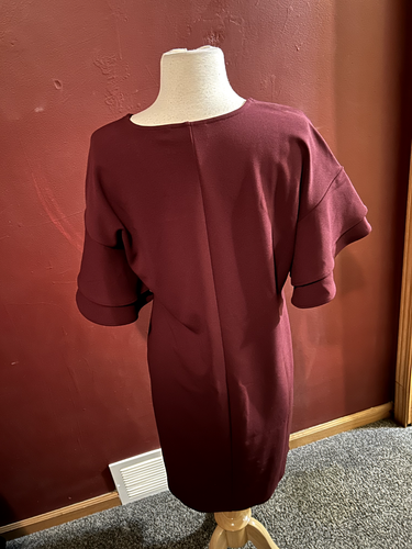 Belle by Kim Gravel Bordeaux V-Neck Flutter Sleeve Dress SZ XS - Picture 3 of 4