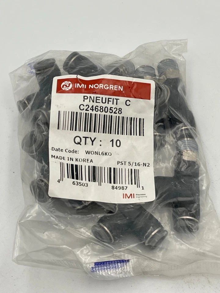 Norgren C24680528 Push-to-Connect Tube Swivel Side Tee Adapter 5/16" QTY 10 - Image 2 of 4