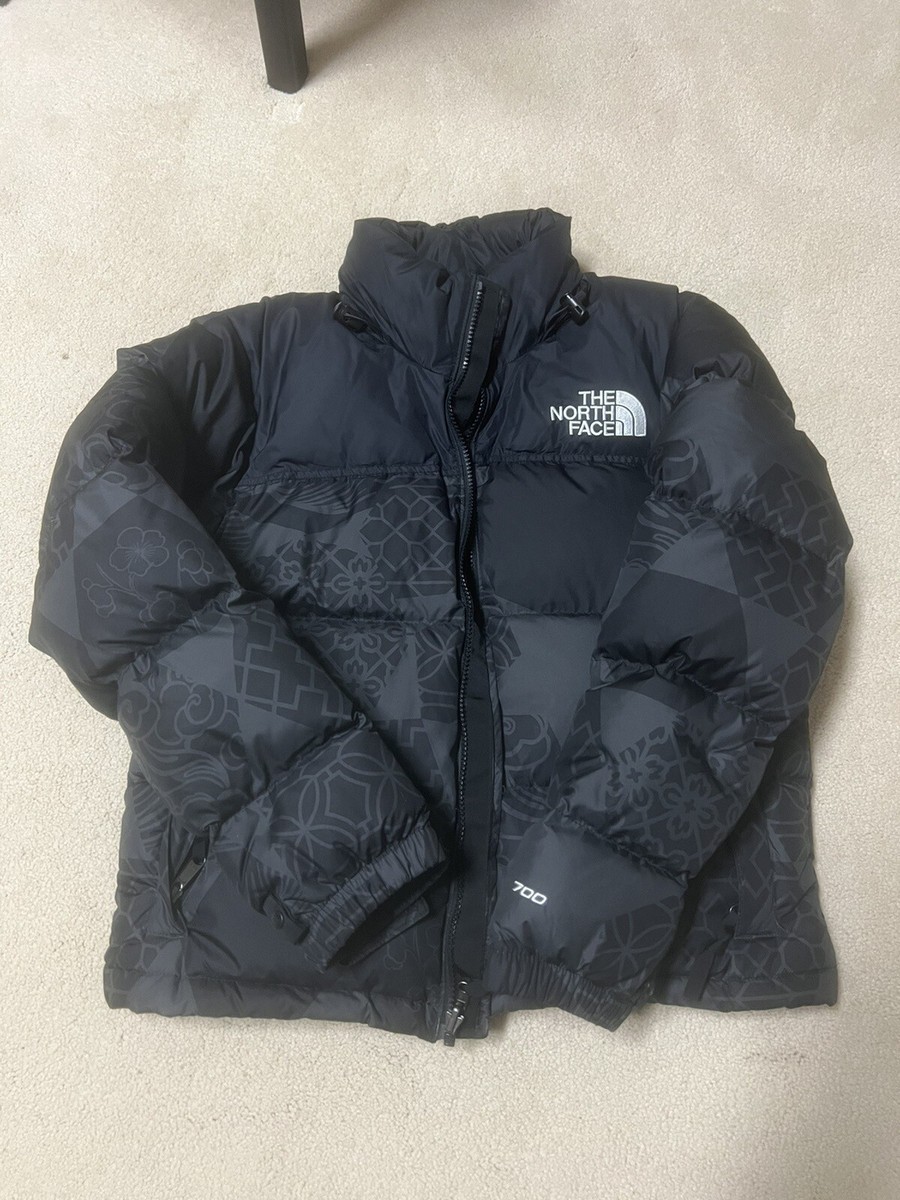 The North Face Nuptse 700 Puffer Jacket Geo Tonal Black US W SMALL