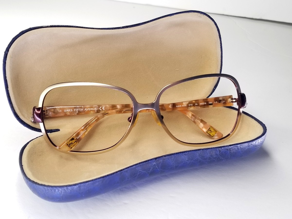 Saks Fifth 5th Avenue Saks 63/s Gold Earth Vintage Sunglass Frame