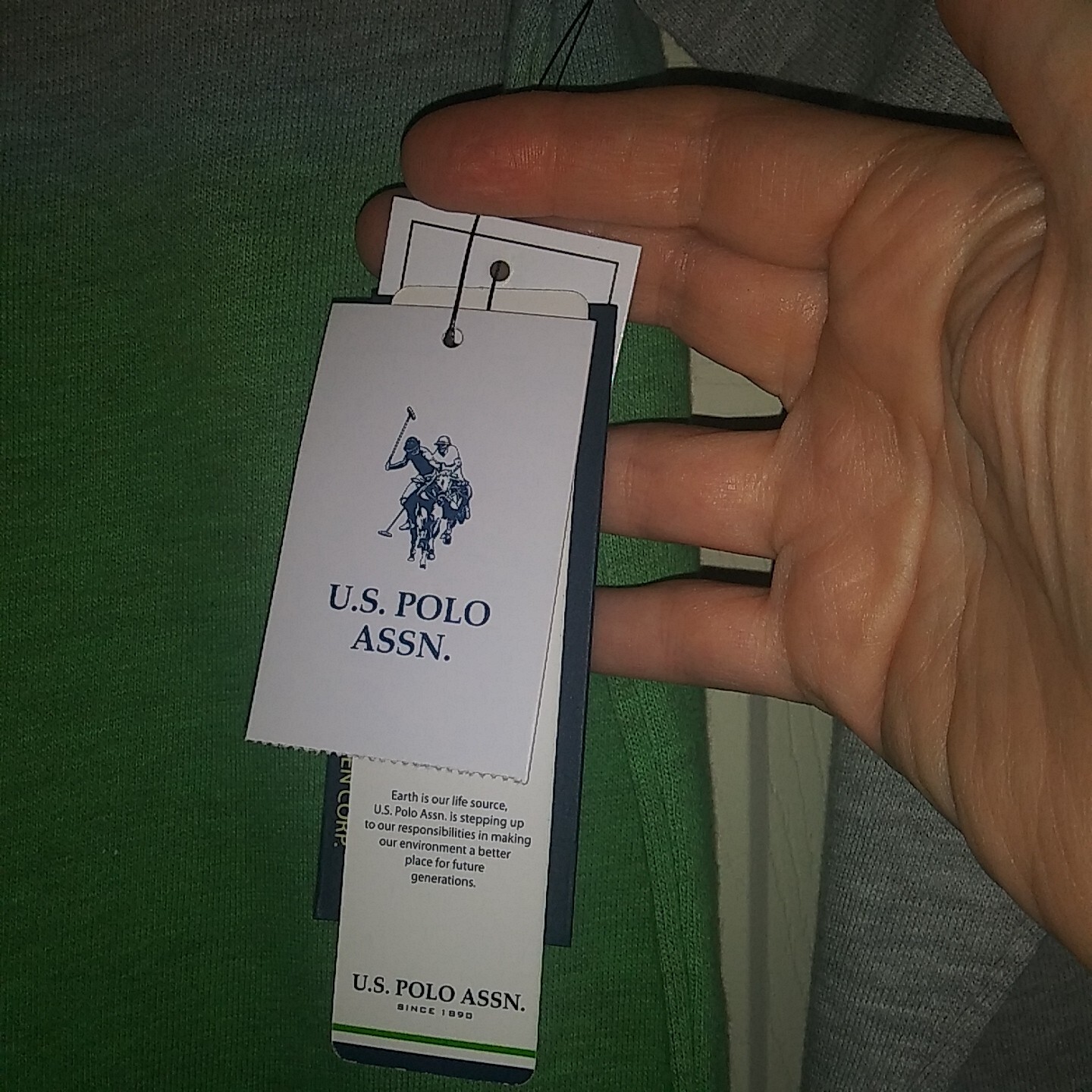 U.S. Polo Assn Boy L 10 12 dip dye crew pullover felpa pony grigio verde blu