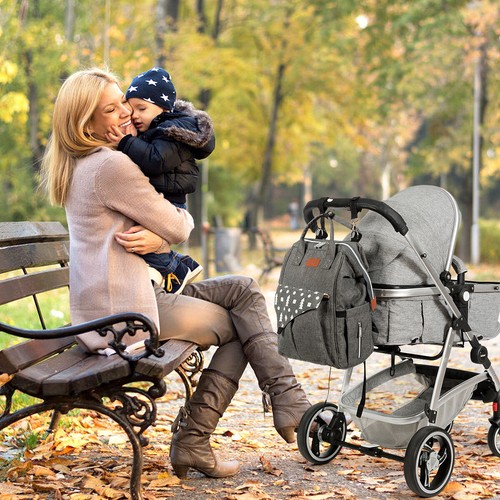Large Diaper Bag Mummy Travel Backpack w/ USB Charge Port Nappy Bottle Bag - Picture 6 of 6