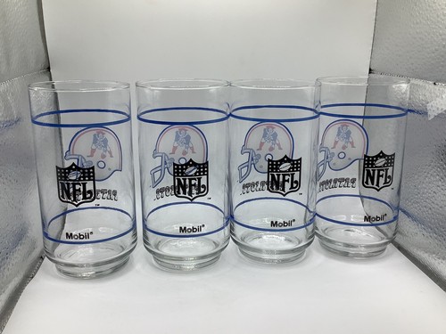 Lot Of (4) Vintage New England Patriots Collectible 5.5” Mobil Drinking Glass - Picture 5 of 7