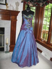Precious Formals Iridescent Blue Ball Gown Dress sz 0 NWT SALE!