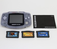 Nintendo Game Boy Advance, Glacier - AGB-001, GBA Console w/ 3 Games, Tested