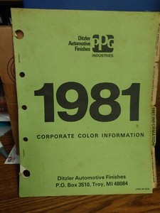 1981 PPG Corporate Color Information AMC Ford Chrysler GM VW Paint Chips Book