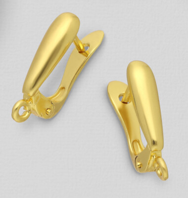 Solid Sterling Silver Latch Back DIY Earring Finding 18K Yellow Gold Plated 17mm