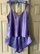 Delicate Treasures Intimates Lingerie Set Size Medium Blue Shorts Cami VTG