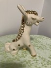 Vintage 1950s Ceramic Gold And White Donkey