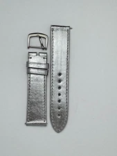 19mm Silver Genuine Leather Watch Band - USA