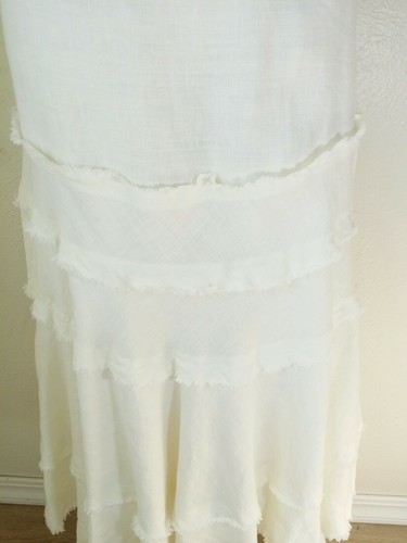 Isabel De Pedro Mr Cat Ivory Linen Fringe Maxi Skirt pull on Boho Summer 4 New - Picture 2 of 12
