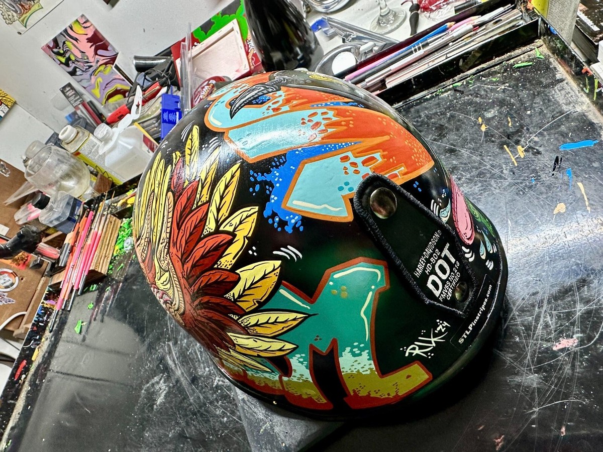 Custom Painted Harley Davidson Black Motorcycle Helmet Weirdo Flying  Eyeball | eBay