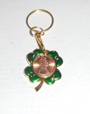 Lucky Penny Coin Token Lincoln Keychain Chain 1997 Birthday Clover Luck Cent BU 