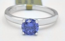 LAB CREATED 0.86 Cts AAA TANZANITE SOLITAIRE RING .925 Sterling Silver  - NWT
