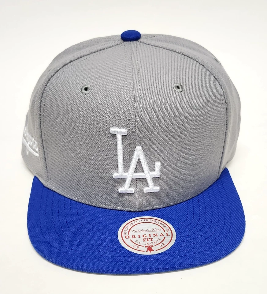LA Dodgers Hat Mitchell & Ness Royal Gray Team Logo Liberty Snapback MLB Cap New - Image 3 of 4