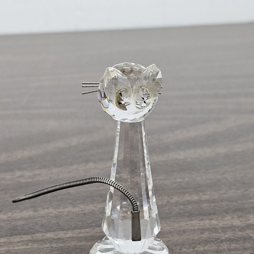 Swarovski Cat with Metal Tail and Whiskers Crystal Figurine 3" Tall *Chip Ear* - Picture 7 of 11