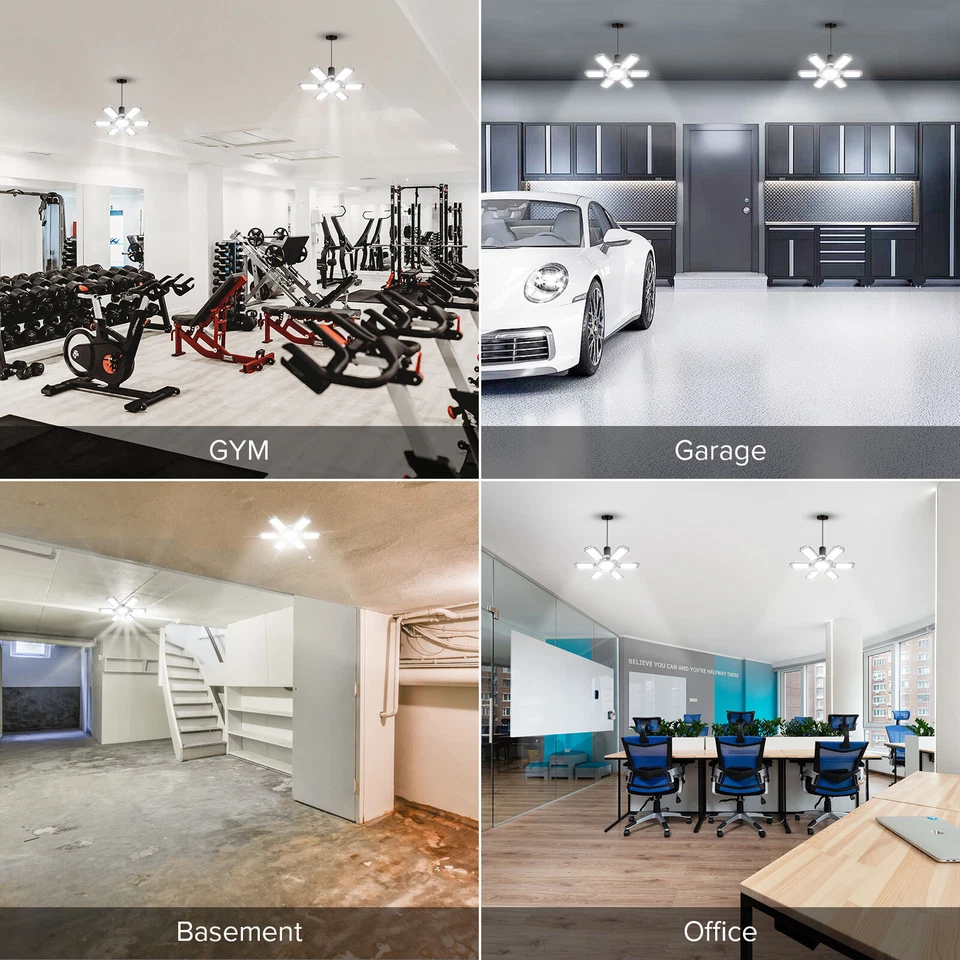 Lámpara de techo deformable SANSI 6500LM LED de luz de garaje panel ajustable 60W = 600W Foto 3 de 4