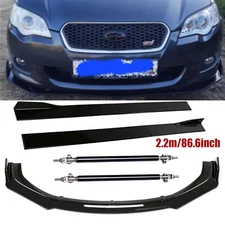 For Subaru Front Bumper Lip Splitter Spoiler Glossy Black Side Skirt Body Kit