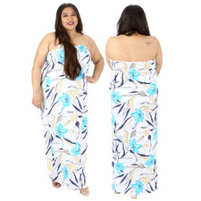 Nouvelle Collection Blue Floral Tube Maxi Plus Size Boobtube Bandeau Long Outfit
