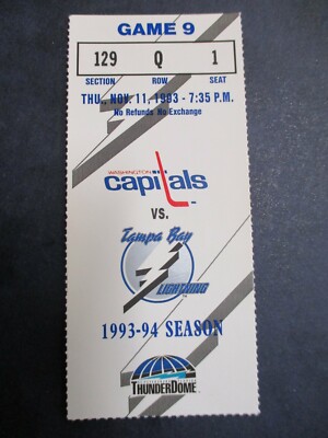 1993-1994 Season ThunderDome Tampa Bay Lightning vs. Washington Capitals Game 9