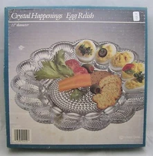 Indiana Glass Crystal Happenings HOBNAIL 11" Deviled Egg / EGG RELISH Tray #2410