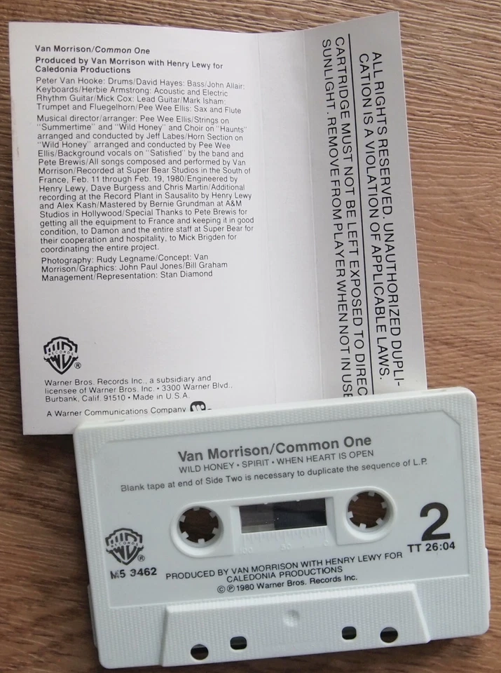 VAN MORRISON - COMMON ONE (WARNER M53462) 1980 USA CASSETTE TAPE - Image 3 of 3