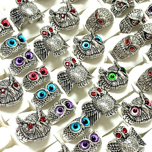 Wholesale 30pcs Assorted Owl Ring Design Eyes Animal Finger Rings ...