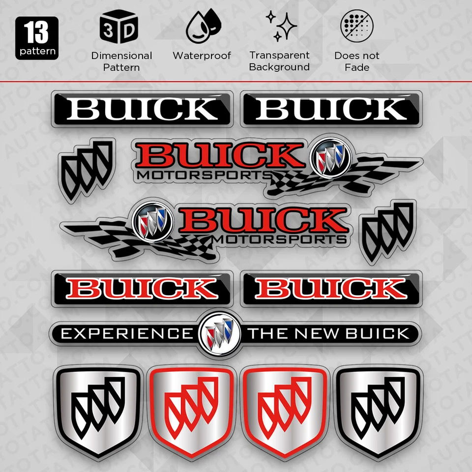 Buick GS Gran Motors Sport Car Medal Logo Stripe Sticker Vinyl 3D Decal Decor - Image 3 of 3