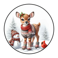 CHRISTMAS REINDEER ENVELOPE SEALS STICKERS LABELS TAGS FAVORS 1.5" ROUND 30 