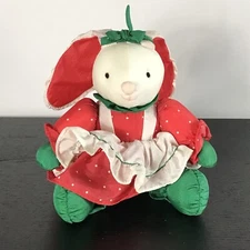 VINTAGE RUSS BERRIE CHRISTMAS PUFFY NYLON  BUNNY RABBIT PLUSH