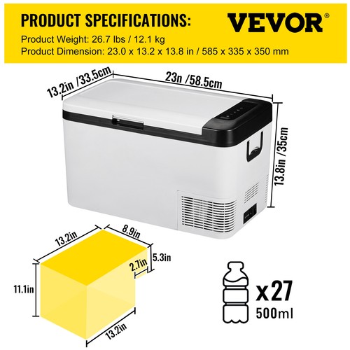 VEVOR Nevera Portátil Eléctrica 25 L Refrigerador Portátil con 2 Zonas 12/24 V - Imagen 7 de 12