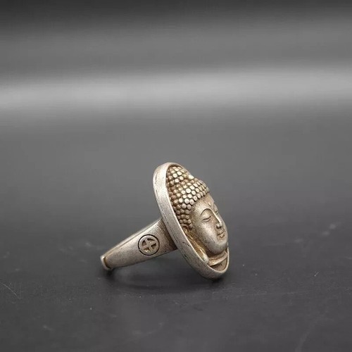 Chinese copper tibet silver buddha figure Statues jewel gift ring - Picture 3 of 10