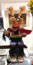 Hopi Kachina / Katsina Doll; Koshare Clown Sitting With Original 1998 Receipt 