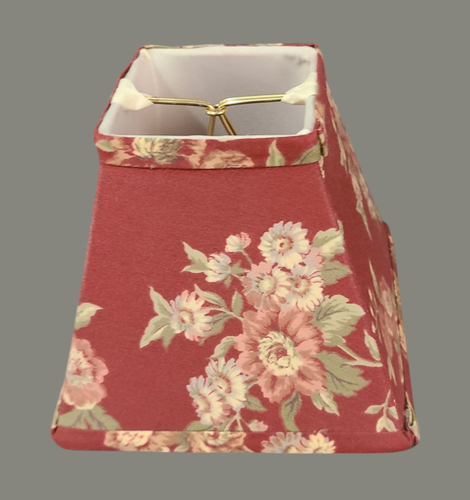 Country French Set of Five Burgandy Red Floral Fabric Lamp Chandelier Shades - Picture 3 of 9