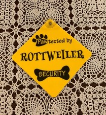 Plastic Sign Protected By Rottweiler Security For Car Home Safety Sturdy Yellow