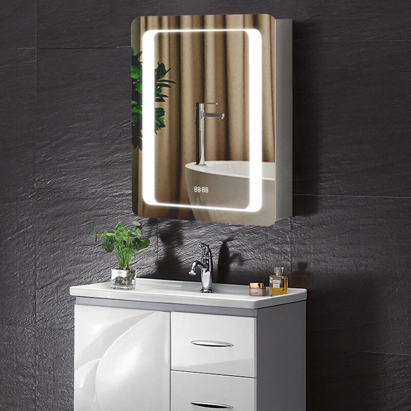 Led bathroom mirror with time display deals