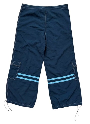 Vintage Y2K Buggirl Rave Hose Gr. Small Fallschirm Cargo Baggy Drk blau Skatertasche - Bild 2 von 10