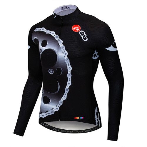 Men's Long Sleeve Summer Cycling Jersey Reflective Bike Jersey Cycle Top Shirt - Picture 4 of 13