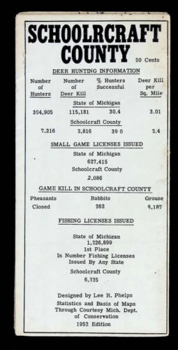 1940er Sportsman's County Karte Schulhandwerk, Michigan Eppinger Dar Devles Jagd - Bild 2 von 4