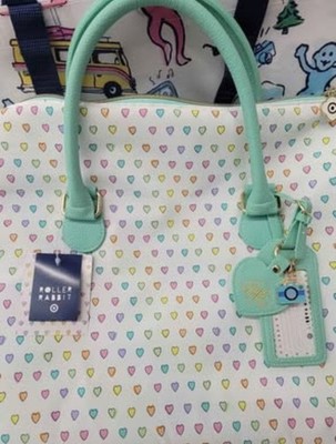 Roller Rabbit X Target - Disco Hearts Wave Softside Duffel Bag  White / Teal NWT
