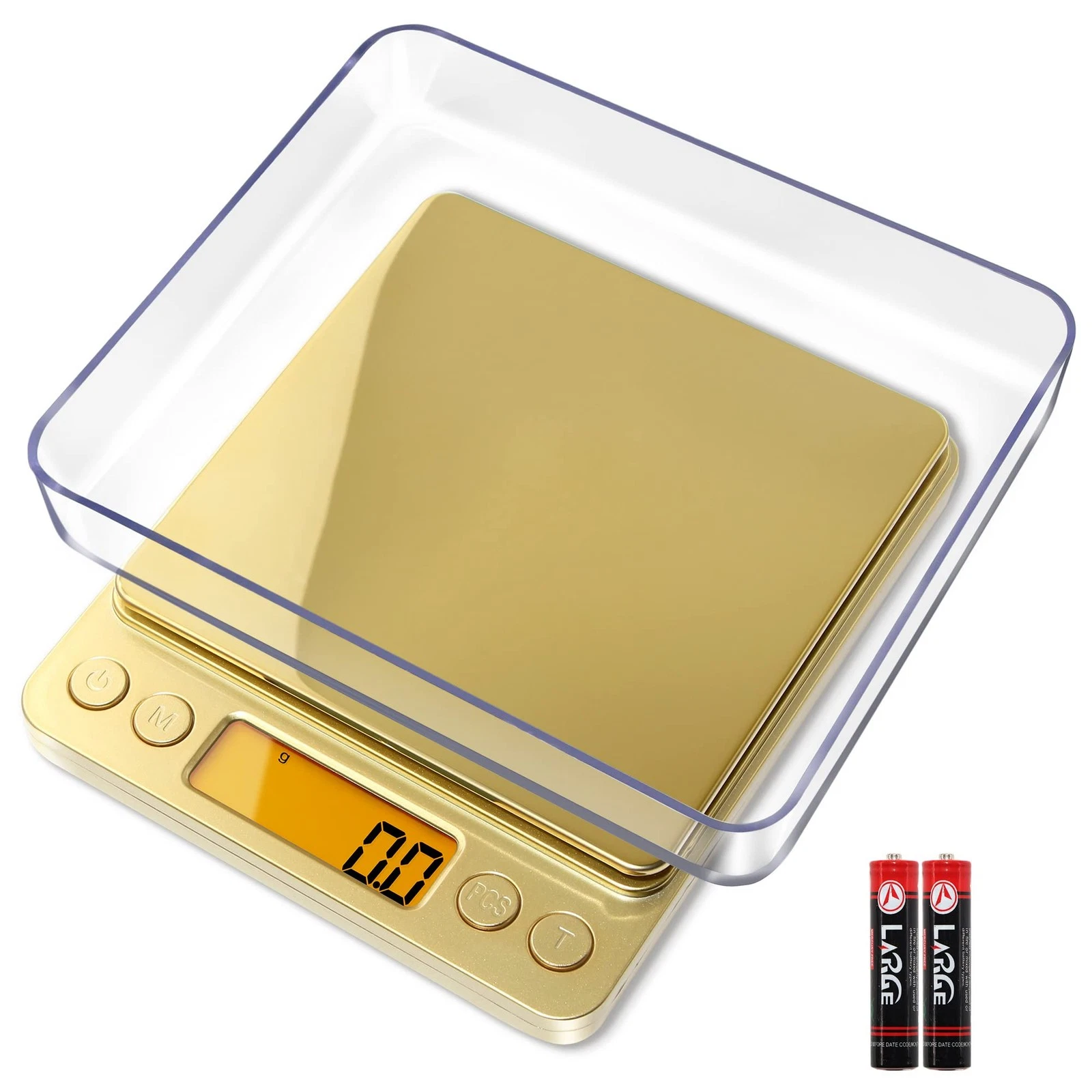 Digital Kitchen Scale, 3000g/0.1g Precision Scale with 2 Trays, Small Mini Sc...