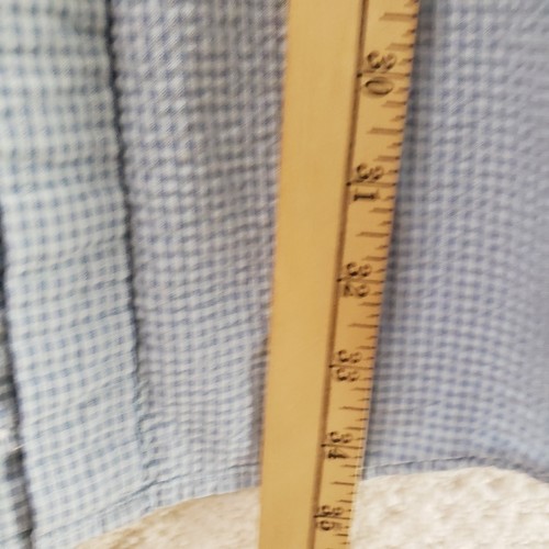 LL Bean Seersucker Shirt Men's XL Tall Short Sleeve Button Up Blue Check - Picture 12 of 12